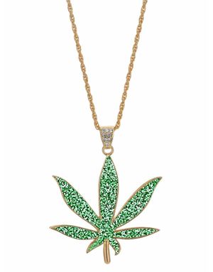 Grønt og Gullfarget Marijuana Kostymesmykke