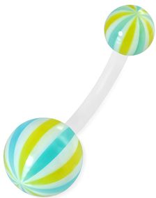Candy Stripes - Blå, Vit och Grön Navelpiercing av Bioplast