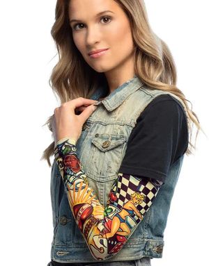 1 stk Falsk Tattoo Sleeve - Lucky Gambler