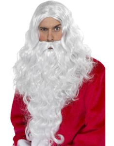 Lång Jultomteperuk och Skägg i Vitt