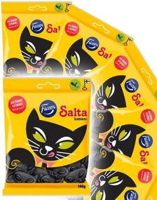24 St Påsar med Fazer Salta Katten - Kattformad Saltlakrits - Helt Låda 3360 Gram