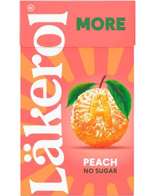 Läkerol More Peach No Sugar - Sukkerfrie Pastiller med Ferskensmak 30 gram