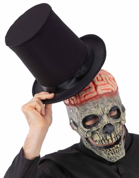 Heldekkende Latex Skelett/Zombiemask med Exponerad Hjärna och Rörlig Käke