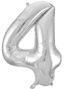 JUMBO Silverfärgade Sifferballonger 0-9 - 86 cm