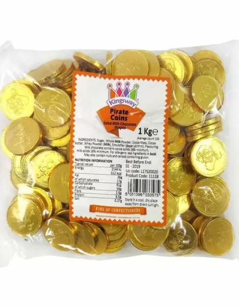 1 kg Sjokolade Piratmynter ca 135 stk