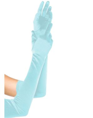Ekstra Lange Satenghansker – Lyseblå