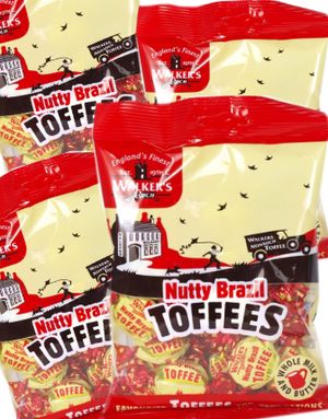 12 påsar Walkers Nutty Brazil Toffees – Hel Låda