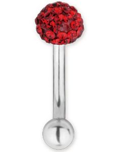 Glitter Ball Röd - 1.2 x 8 mm Ögonbrynspiercing