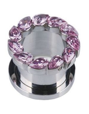 Drip Drop Pink - Silverfärgad Piercing Tunnel