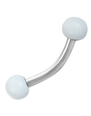 Banana Ögonbrynspiercing med Runda Vita Kulor - 1.2 x 8 mm