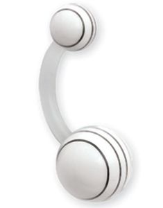 Vit Navelpiercing med Svarta Ränder