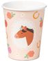 6 stk Pappkrus med Hest og Blomster 220 ml - Flowers & Horses Party