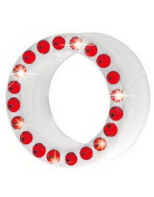 Silikon Piercing Tunnel i Vitt med Röda Stenar