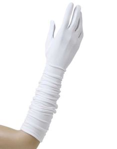Draperade Vita Långa Handskar - 37 cm