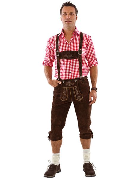 Deluxe Äkta Bruna Lederhosen i 100% Kvalitetsskinn