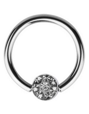 BCR Piercing med Gnistrande Grå Sten