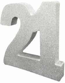 Silverfärgad Glittrande 21 År Bordsdekoration 20 cm