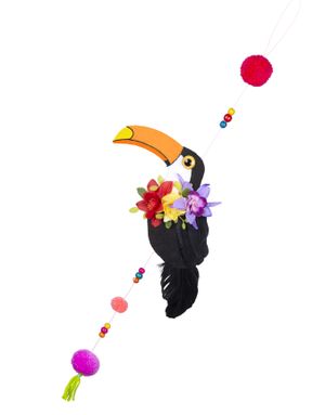 Hengende Dekorasjon med Dusker, Blomster og Perler - Toucan