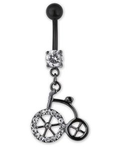 Navelpiercing med Svart Cykel & Stenar