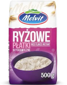 Melvit Ryzowe Platki - Hurtigkokte Risflak til Grøt, Barnemat, Bakst og Desserter 500 gram (Polen)