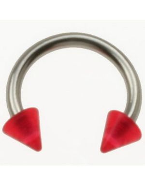 Rund Ögonbrynspiercing med Röda Spike Kulor - 1.2 x 8 mm