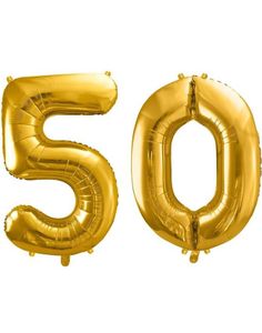 50 års ballonger - 35 cm guld