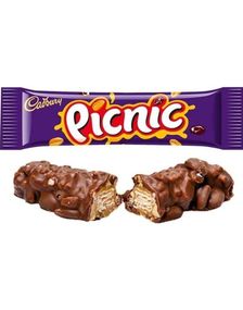 Cadbury Picnic Chocolate Bar - Choklad med Karamell, Jordnöt, Russin och Crisp 48,4 gram