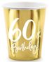 60 år - 6 metallic guldfärgade kartongmuggar