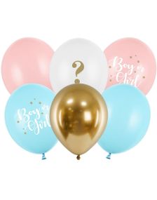 6 stk 30 cm Ballonger - Boy or Girl - Gender Reveal Ballongbukett