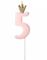 Välj Mellan Siffrorna 0-9 - Rosa Tårtljus med Guldkrona 9,5 cm