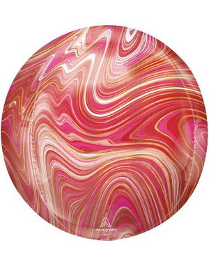 Rød Marble Metallisk Orbz / Ballongboble 38 cm
