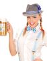 Grå Oktoberfesthatt med Blått Rutigt Band och Fjäder