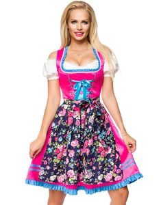 Lyxig Rosa Dirndl Korsettklänning med Förkläde