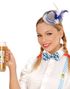 Grå Mini Oktoberfesthatt med Blått Band och Fjäder