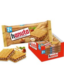 18 st Ferrero Hanuta Wafer - Spröda Våffelkex med Hasselnöt och Kakaofyllning - Hel Låda 792 gram