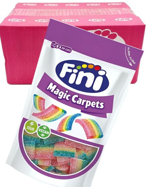 16 st Fini Sour Magic Carpets - Sura Regnbågsfärgade Vingummimattor - Hela Lådan 2,64 kg