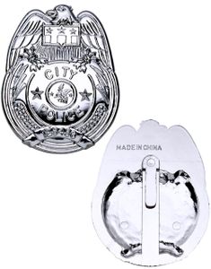 Silverfärgad Polisskylt - Maskeradtillbehör