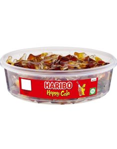 120 st Haribo Happy Cola - Box med vingummi Cola flaskor 492 gram