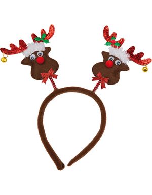 Diadem med Rörliga och Glittrande Renar och Bjällror