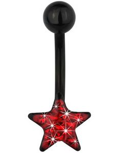 Star of Diamonds Navelpiercing - Svart/Röd
