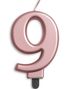 Tallet 9 - Rose Gullfarget Kakelys 9 cm