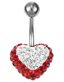 Celebrity Heart Navelpiercing - Röd/Vit