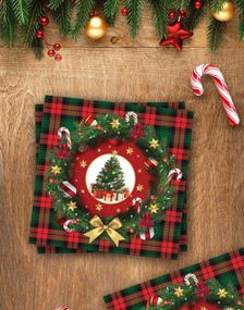 20 stk Servietter med Julekrans og Juletremotiv 33x33 cm