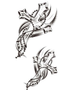 Shrouded Rosary - 2 stk Tatoveringer (Fake Tattoo)