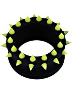Svart Piercing Tunnel med Gula Spikes