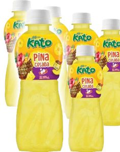6 st Kato Fruit Juice Nata De Coco Pina Colada - Juice med Pina Colada-Smak och Kokosgelébitar - Helt Paket 6x320 ml (Thailand)