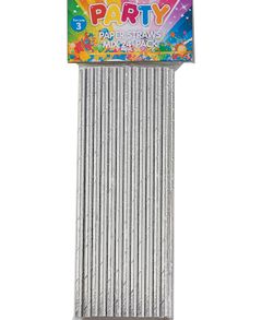 24 stk Silverfärgade Folierat Papperssugrör