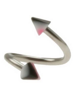 Curve Ögonbrynspiercing med Svarta, Vita och Rosa Spikes - 1.2 x 8 mm