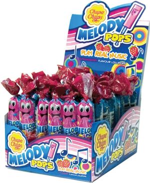 48 stk Chupa Chups Melody Pops Klubbor med Jordgubbssmak - Hel Ask 
