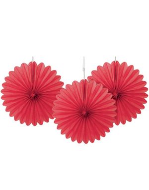 3 st Mini Röda Pappersdekorationer 15 cm